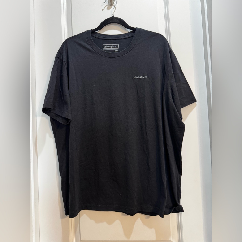 Eddie Bauer Black Short Sleeve Tee Xxl Armpit To Armpit 26” Length 29” Logo